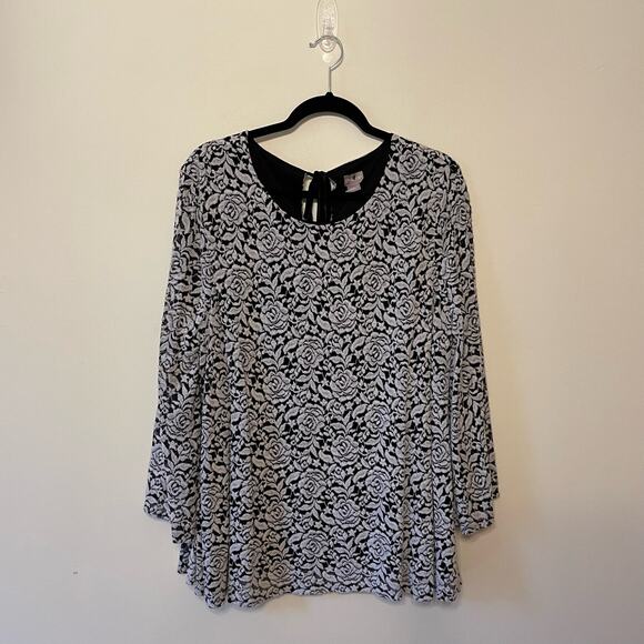 Chico's Tops - Chico’s 3 (XL/16) blouse 3/4 sleeve floral bohemian rose floral corpcore sheer